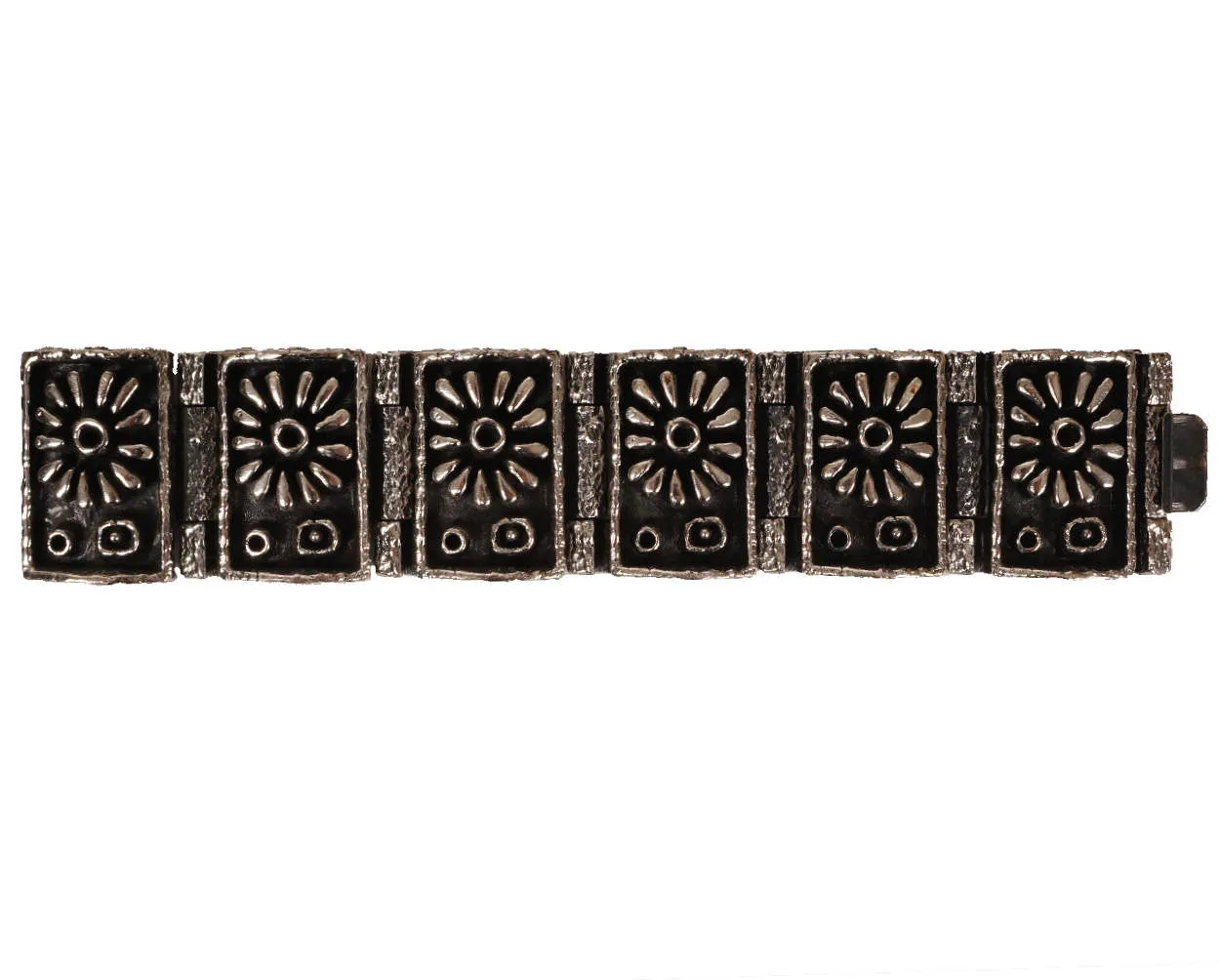 Massive Brutalist Gilles Guy Vidal Daisy Cuff Bracelet Modernist Plated Pewter Unused