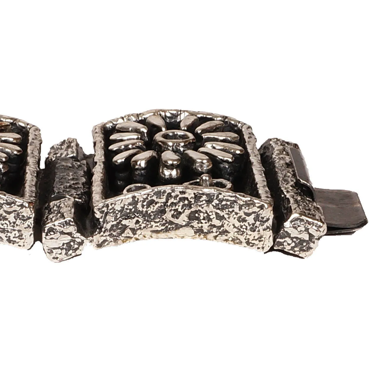 Massive Brutalist Gilles Guy Vidal Daisy Cuff Bracelet Modernist Plated Pewter Unused