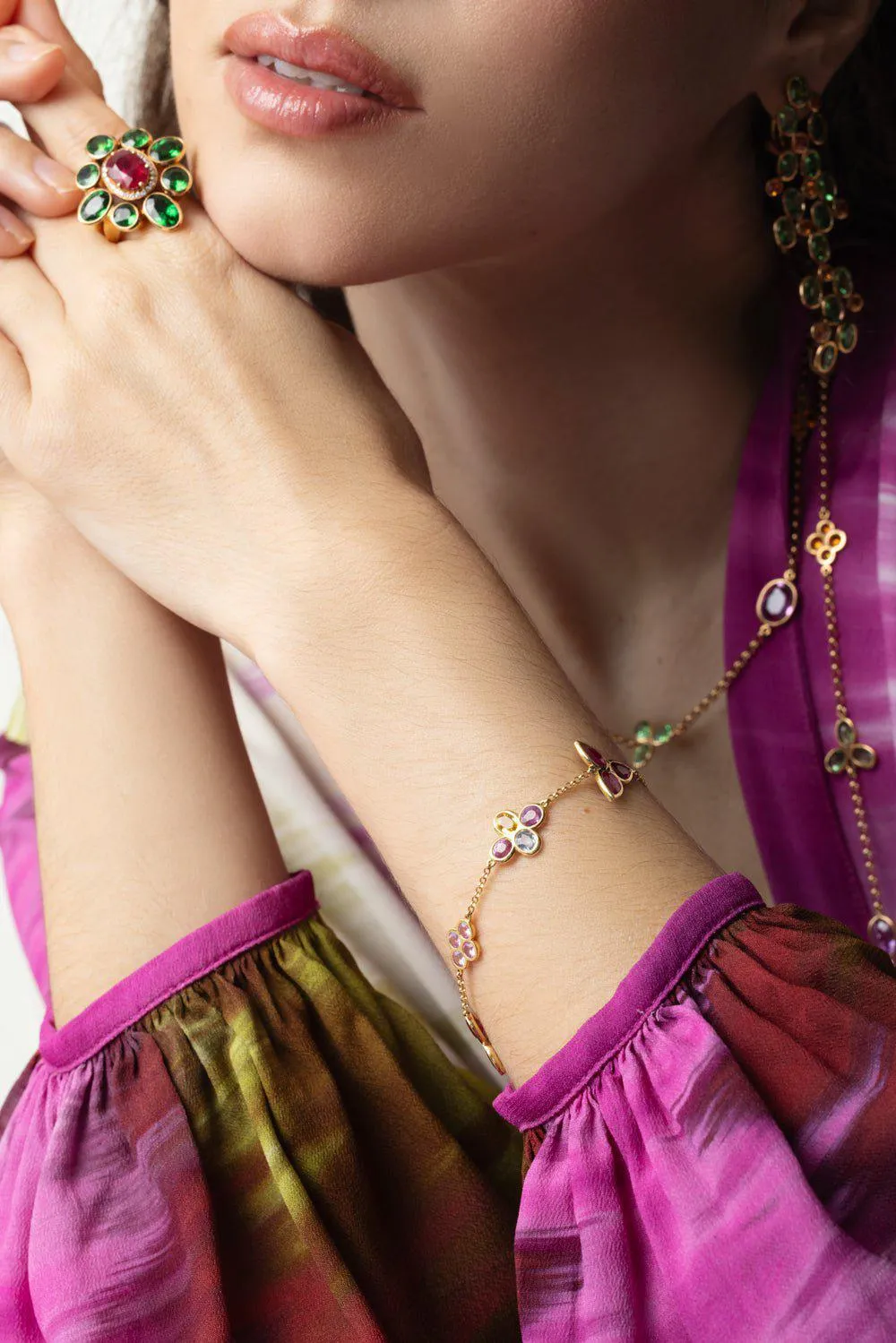 Multi Sapphire Mix Shape Bracelet