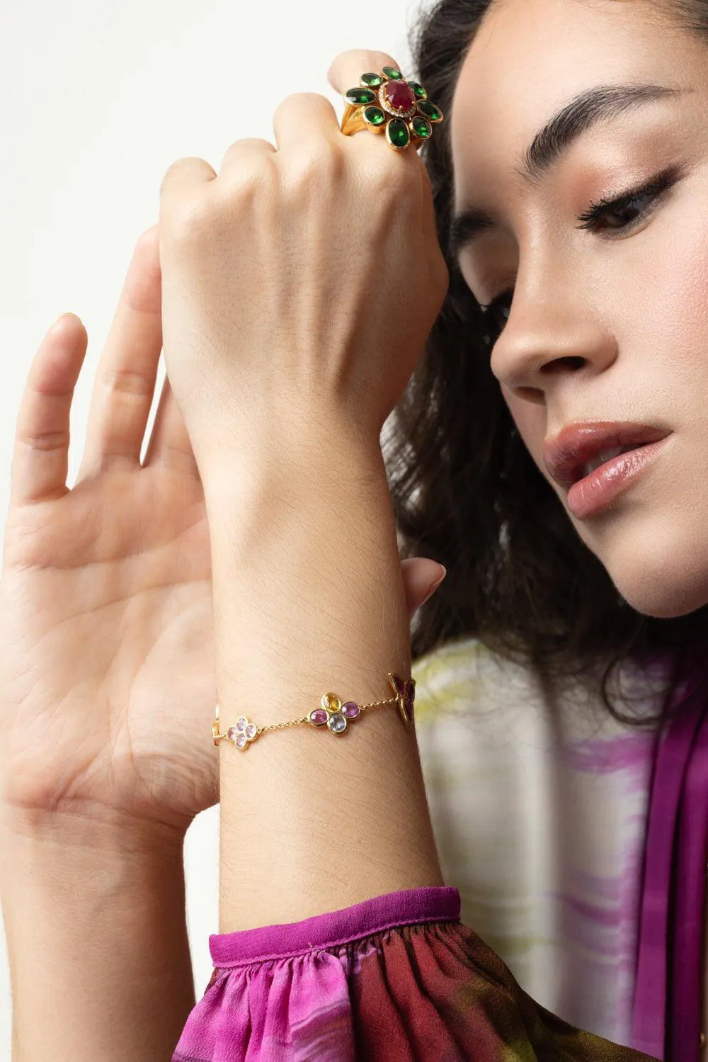 Multi Sapphire Mix Shape Bracelet