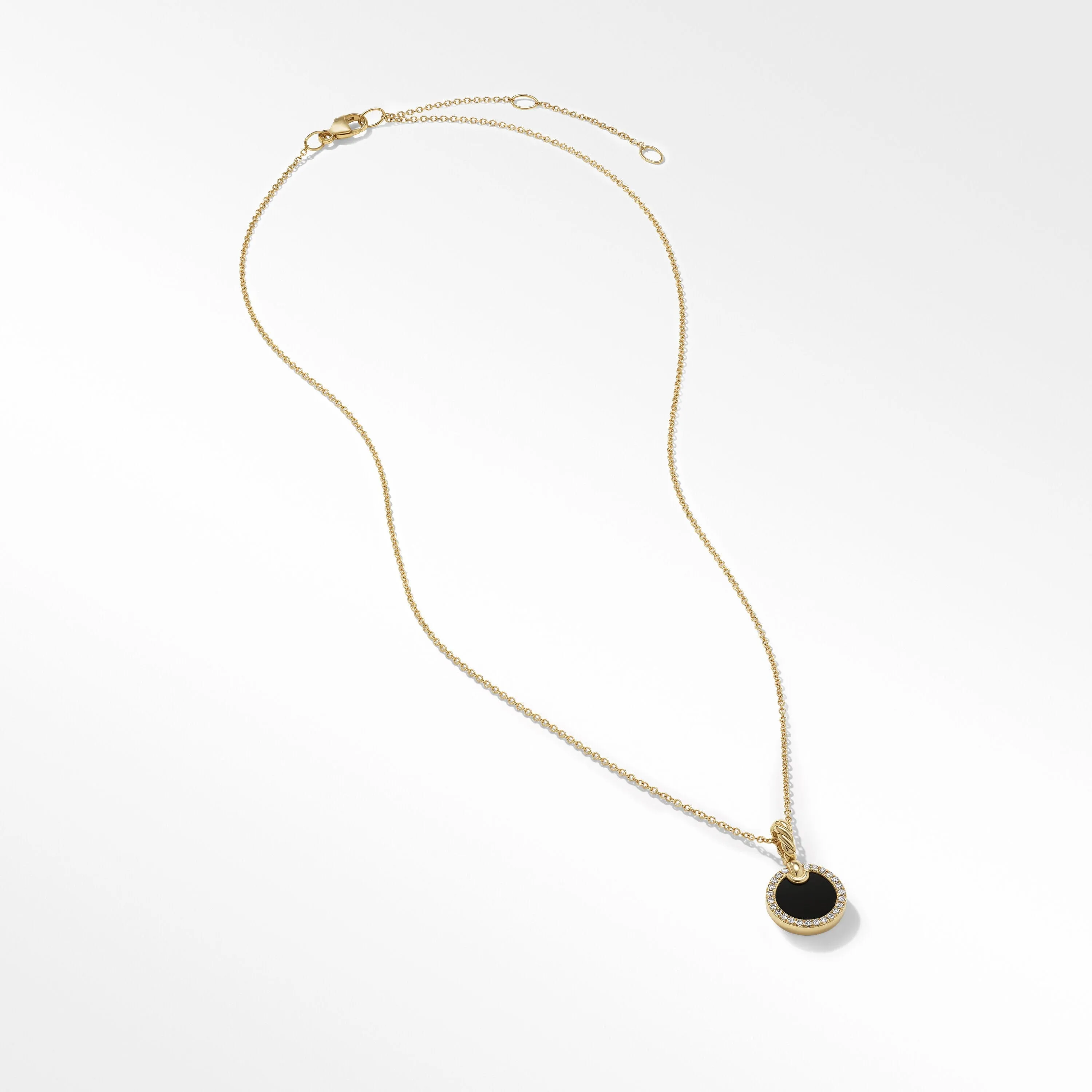 Petite DY Elements® Pendant Necklace in 18K Yellow Gold with Black Onyx and Pavé Diamonds