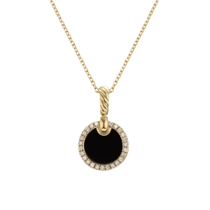 Petite DY Elements® Pendant Necklace in 18K Yellow Gold with Black Onyx and Pavé Diamonds