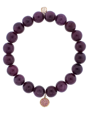 Pink Sapphire Pave Disc Charm Bracelet