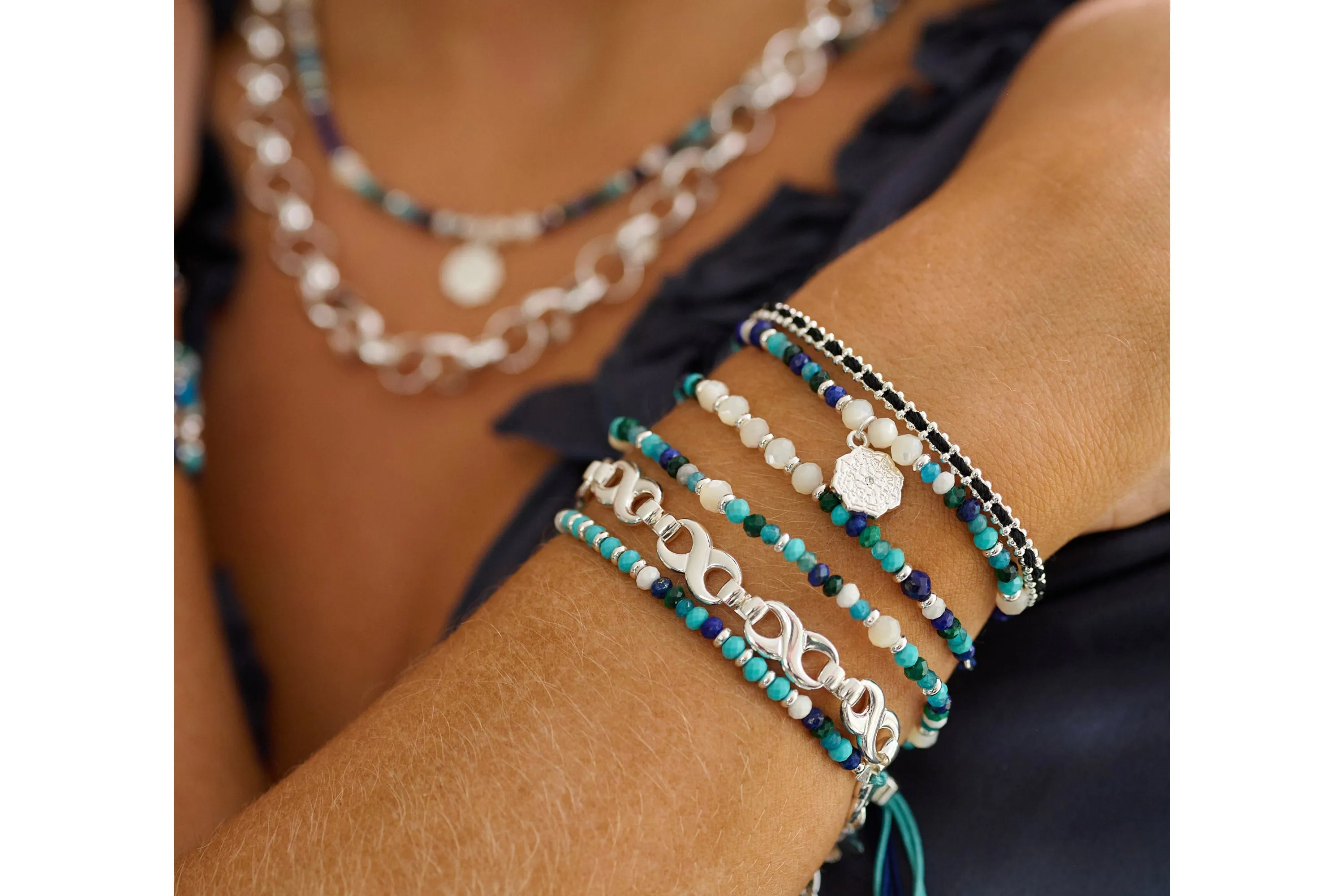 Radiant Silver Gemstone Bracelet