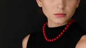 Red seashell gold-vermeil necklace /  BOULE