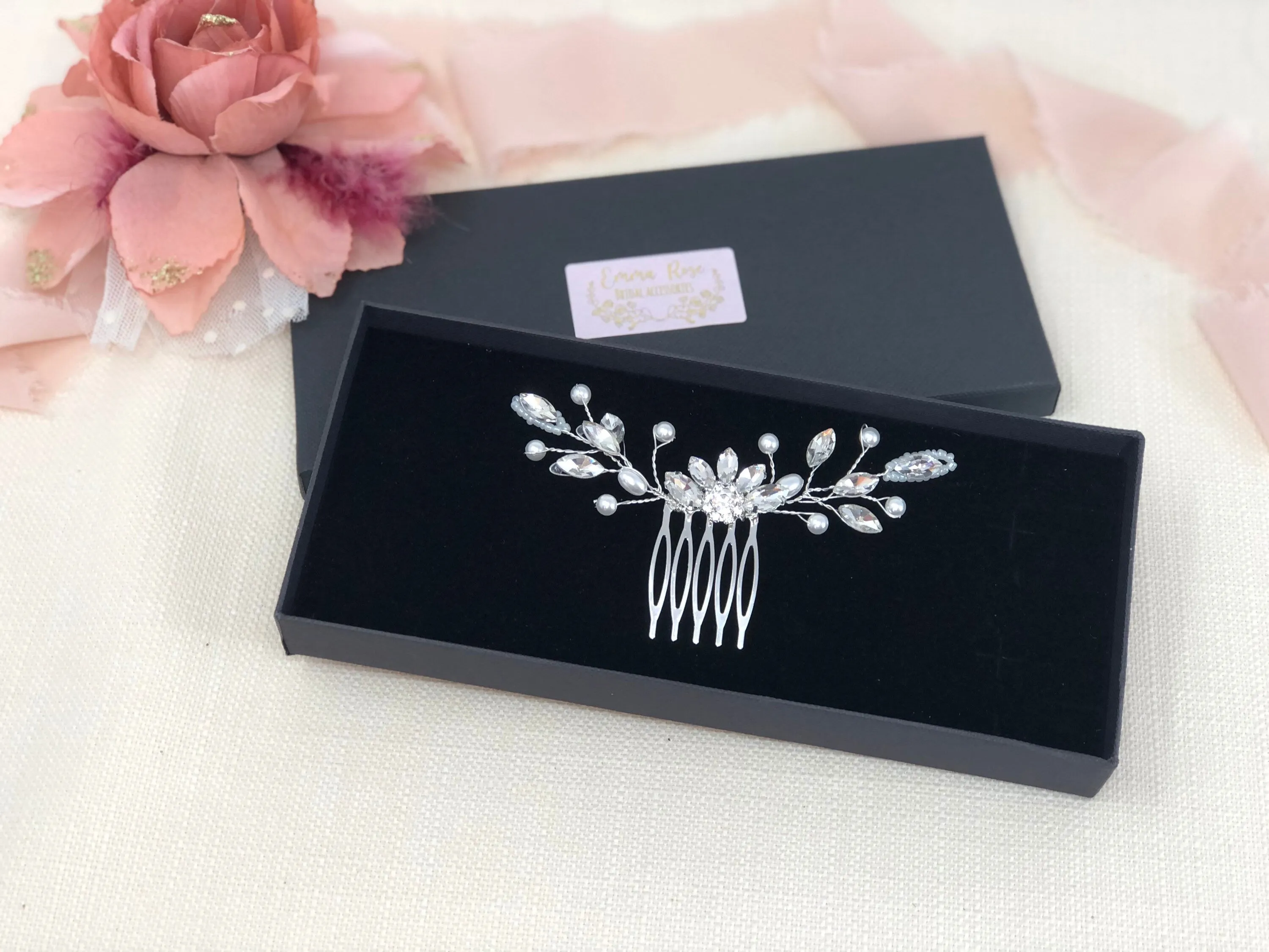 Small Bridal Hair Comb, Bridesmaid Comb, Silver Wedding Hair Pin, Bridal Hair Accessory