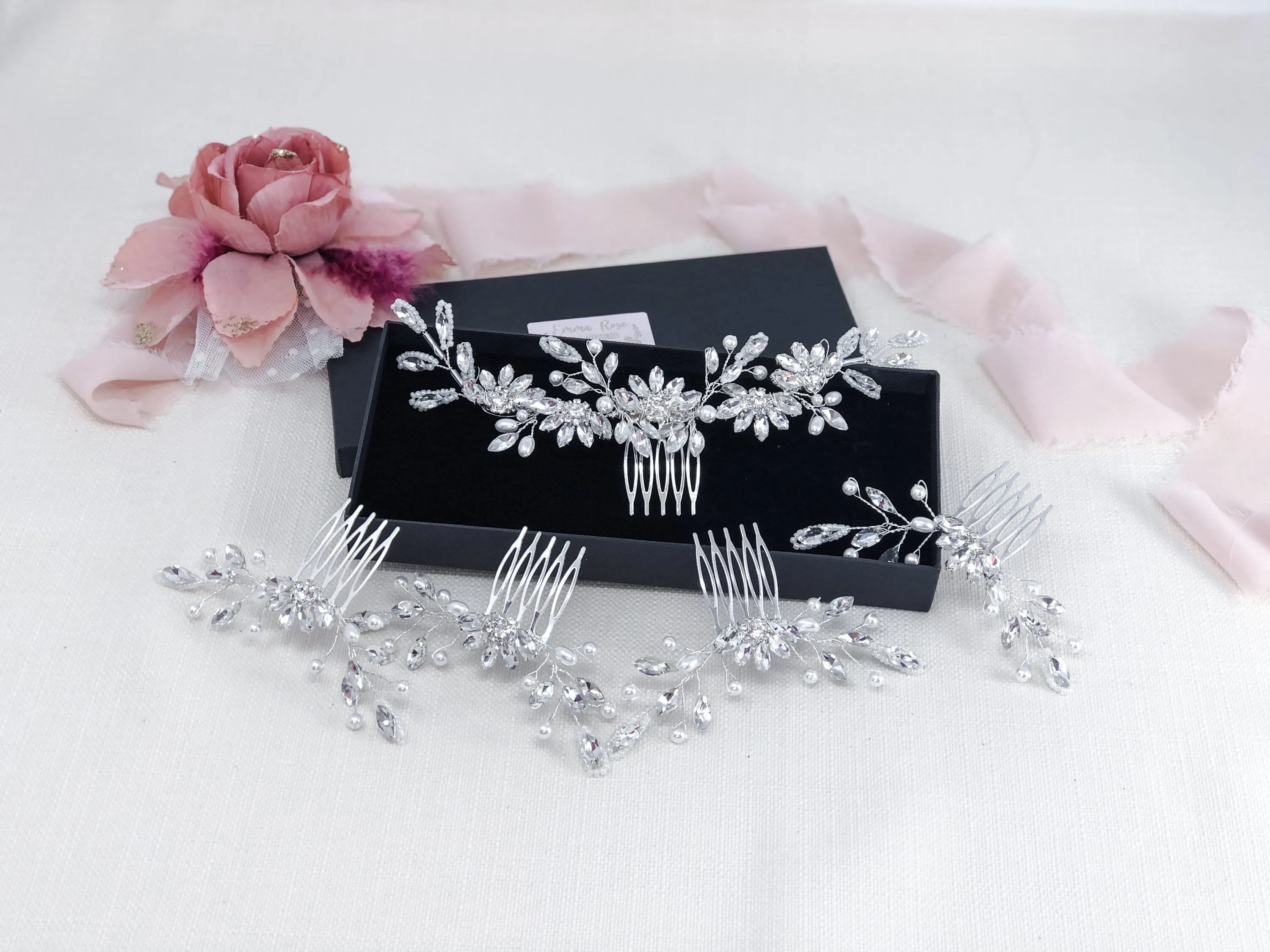 Small Bridal Hair Comb, Bridesmaid Comb, Silver Wedding Hair Pin, Bridal Hair Accessory