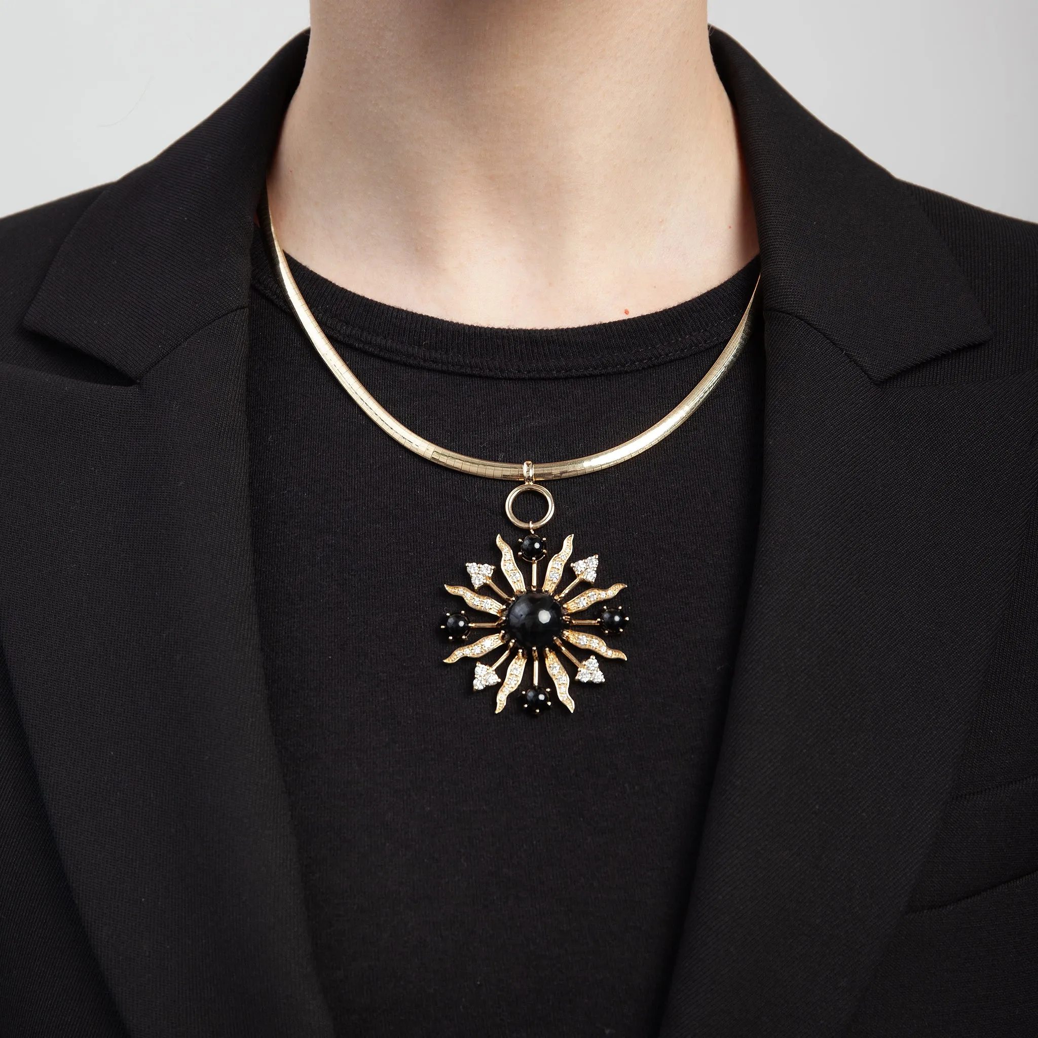 Soleil Pendant Necklace with Black Onyx & Diamonds