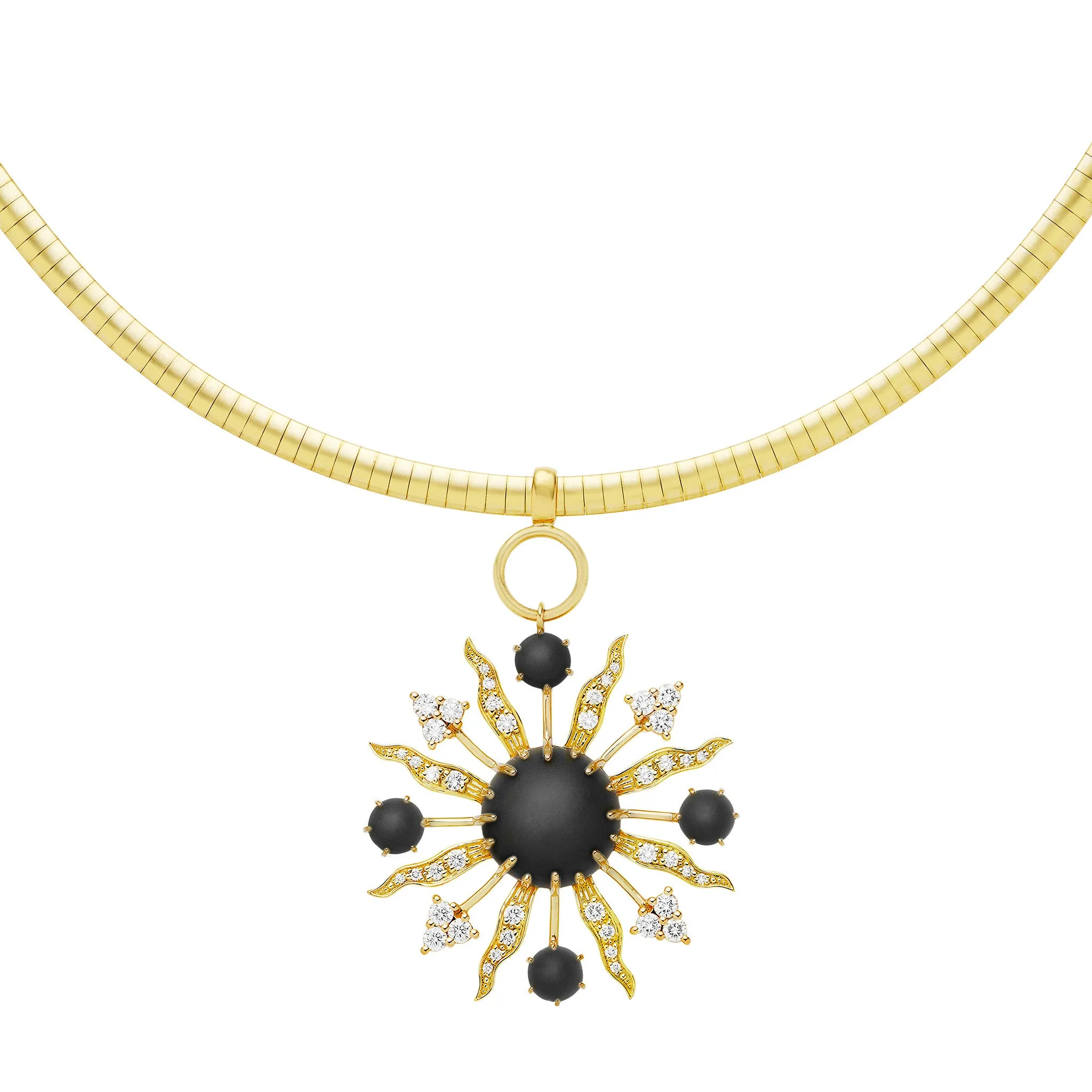 Soleil Pendant Necklace with Black Onyx & Diamonds
