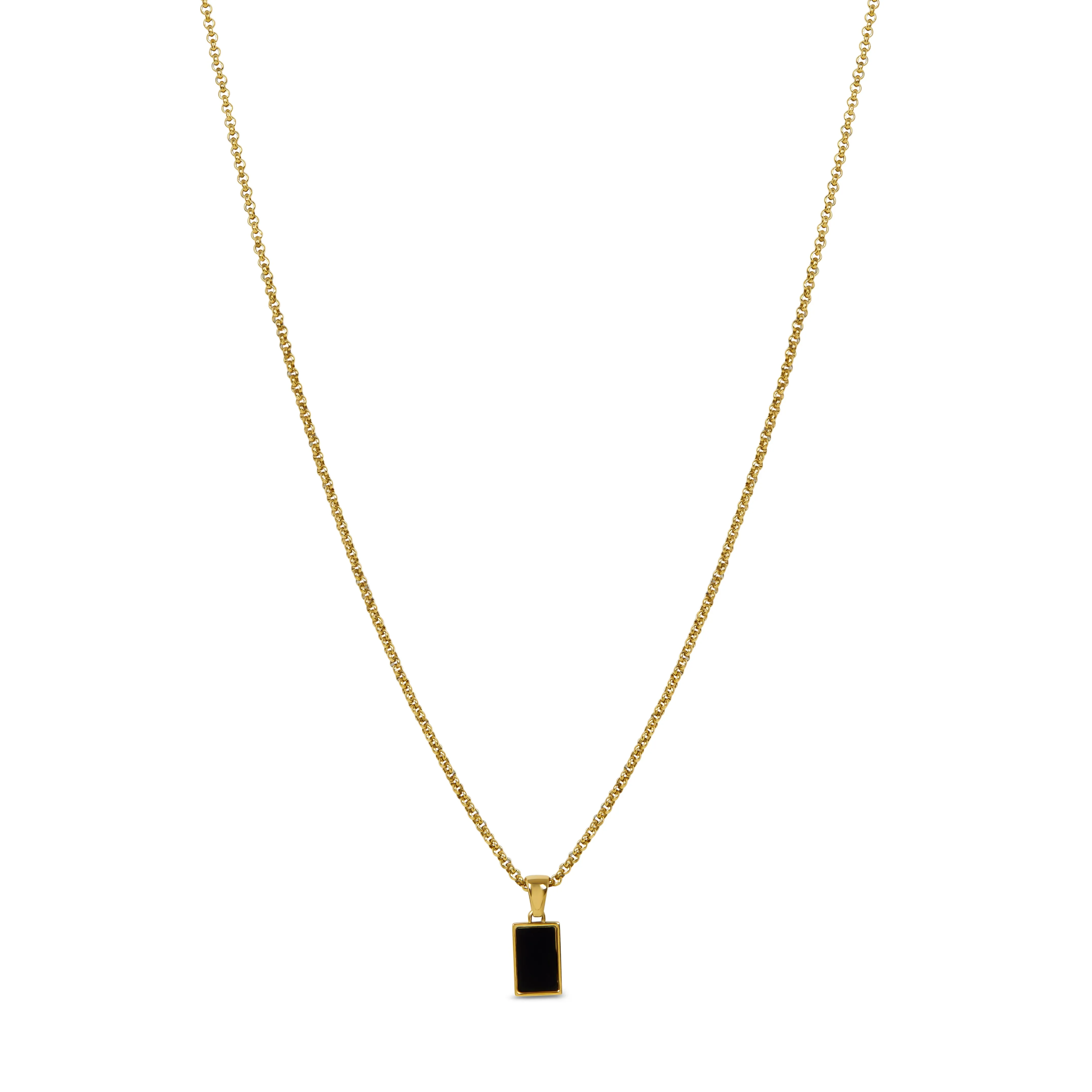 Square Onyx Pendant Necklace - Gold