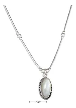 Sterling Silver 16" liquid silver Oval Mother of Pearl Necklace