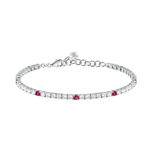 tesori bracelet 925 silver white & ruby solo  cz 19cm