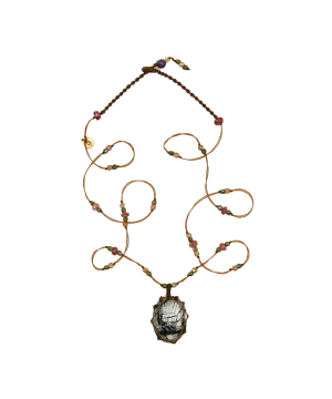 Tibetan Short Necklace - Black tourmaline rutilated Quartz