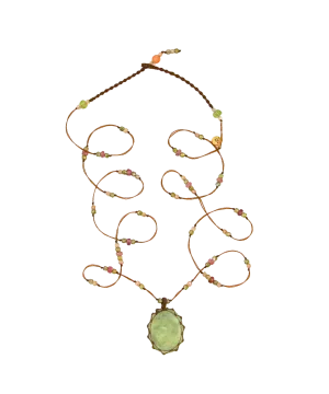 Tibetan Short Necklace - Prehnite Rutile