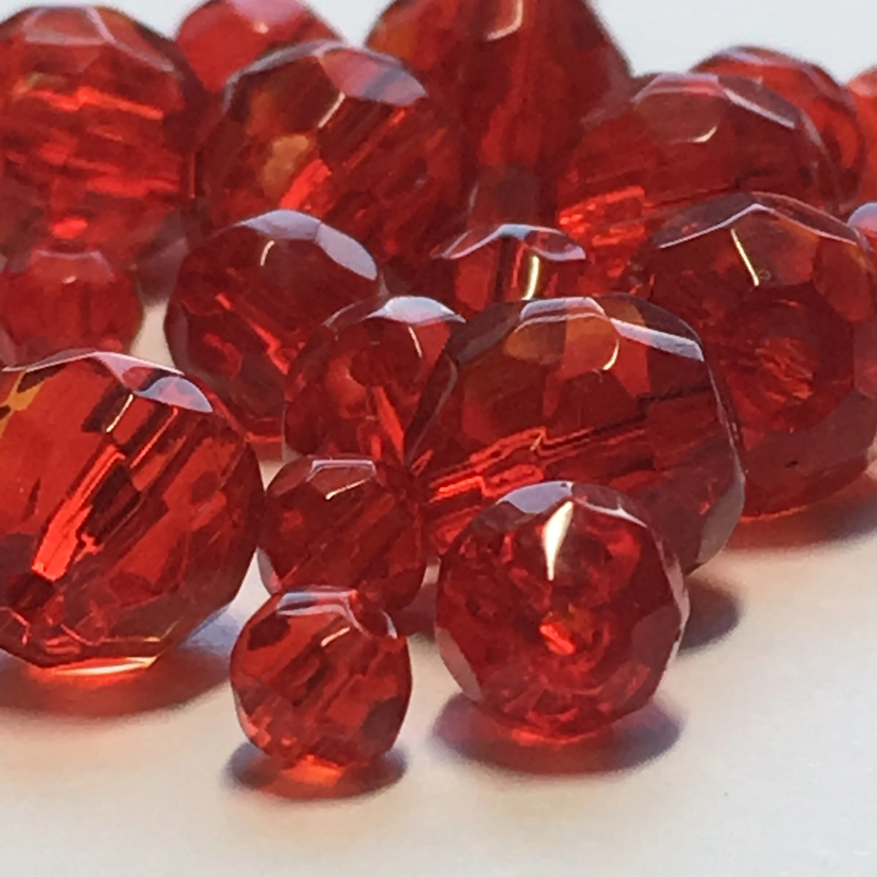Transparent Ruby Red Glass Faceted Round Beads for Bracelet, 4-8 mm 29 Beads