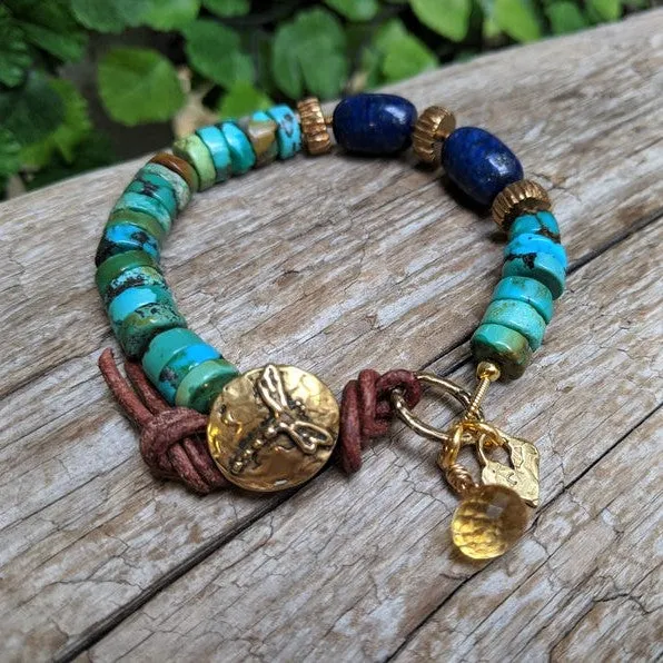 Turquoise, Lapis Lazuli, and Citrine Bracelet