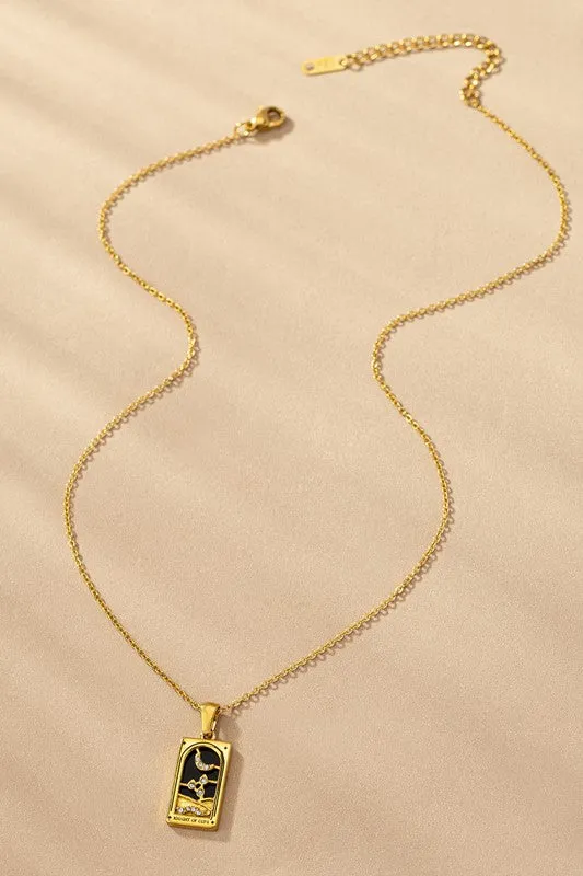 Water Proof  Tarrot Card Natural Stone Necklace