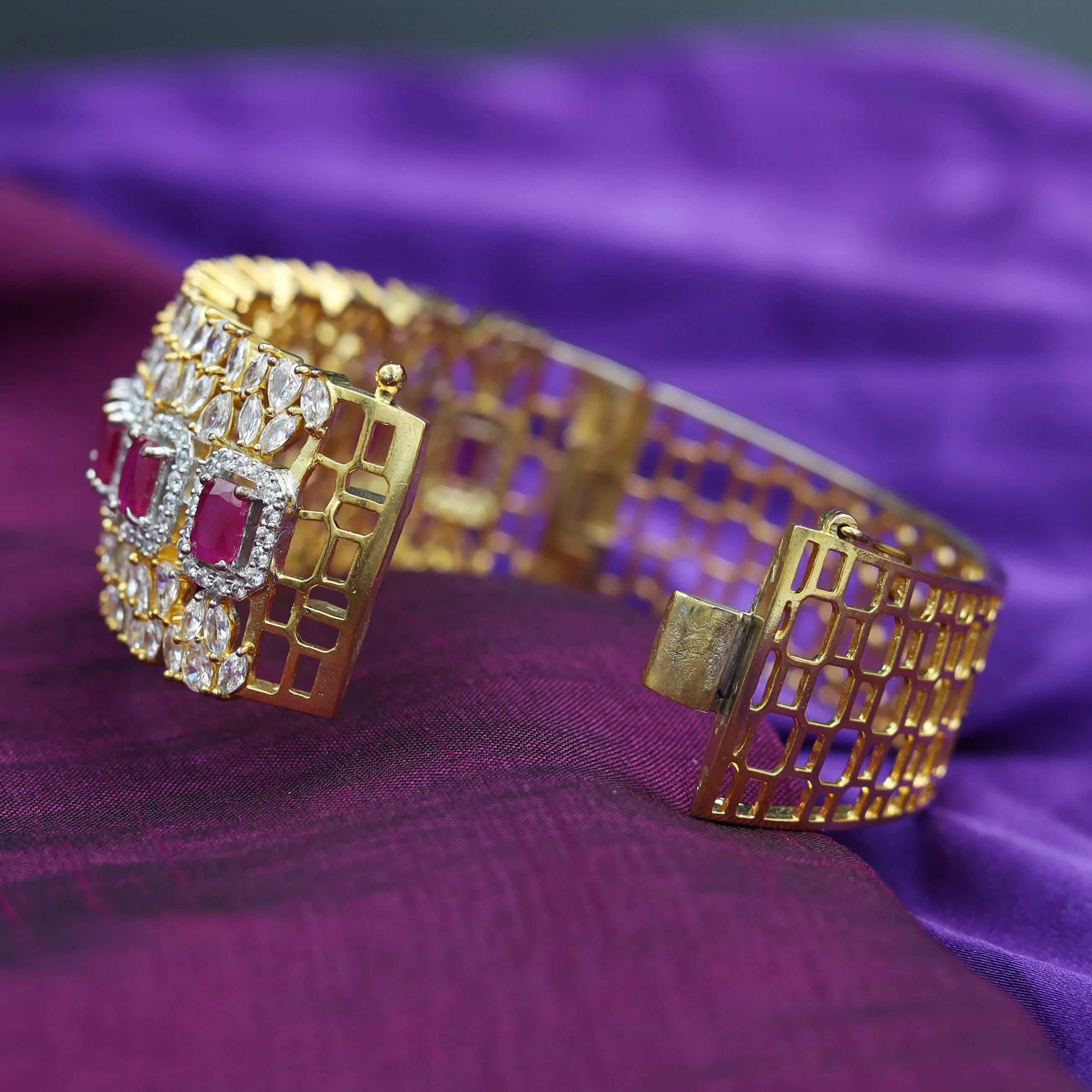 Zircon/AD Ruby Bracelet 9020-3242